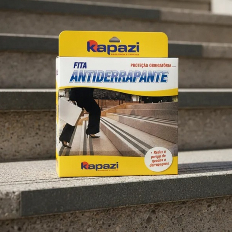 Fita Antiqueda Kapazi Fita Antiderrapante Aderência Eficaz Fita Antiderrapante Premium 5 Metros