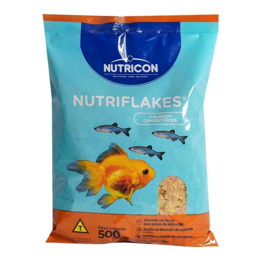 Ração em Flocos Comida Peixes Ornamentais NutriFlakes Nutricon Saco 500g