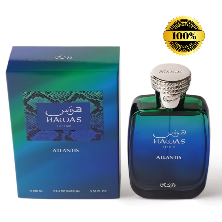 Perfume Arabe Hawas Atlantis Rasasi For Him  Masculino EDP 100ml Alta Fixação Longa Duração