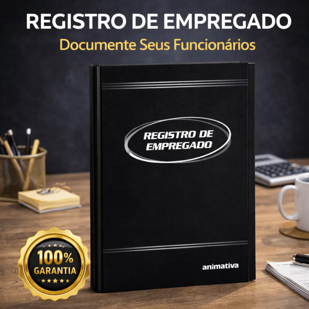 Livro Registro de Empregado Preta 100 Folhas ideal para empresas manter o cadastro e histórico