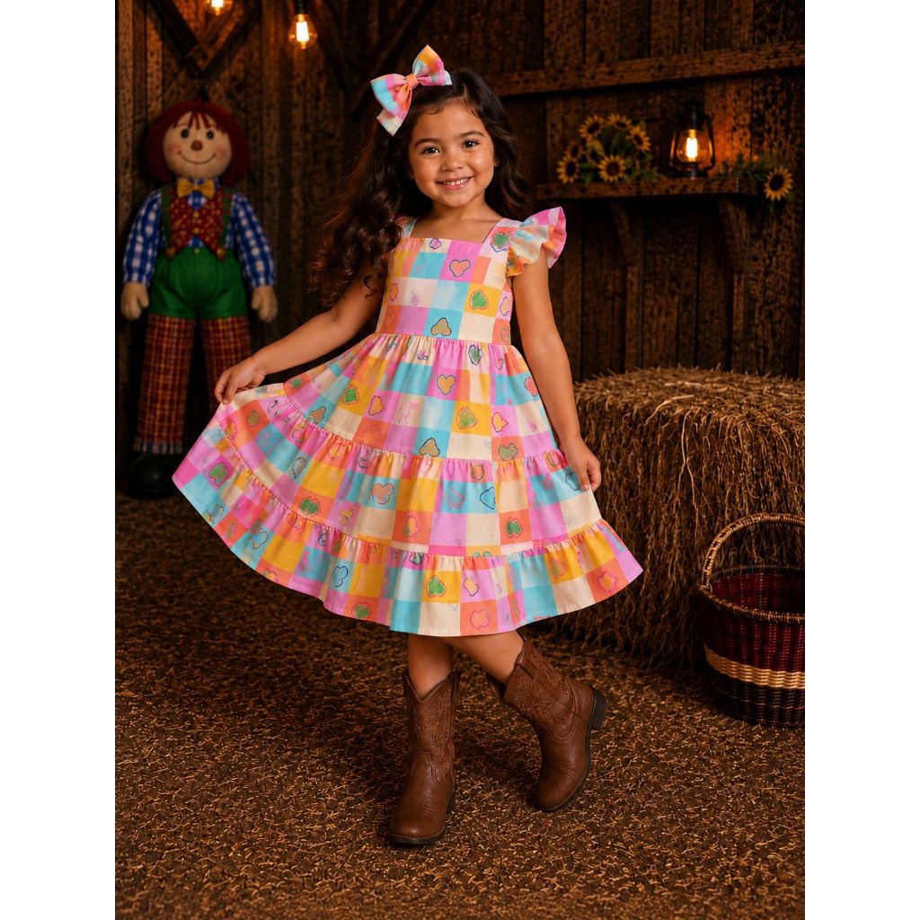 Coleção Junina - Vestido quadriculado - Vestido Junino