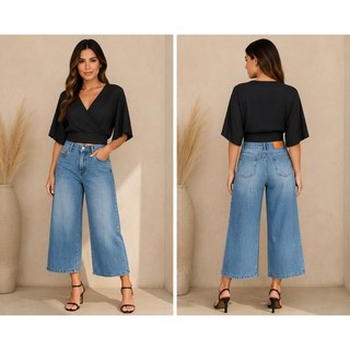 Calça Jeans Pantacourt feminina, u100 jeans - Tamanho 38
