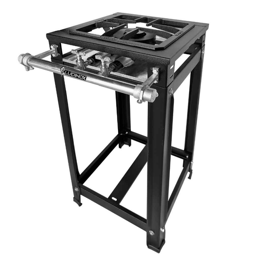 Fogão Industrial Baixa Pressão Com Pé Queimador Duplo Ferro Fundido Reforçado 30x30cm