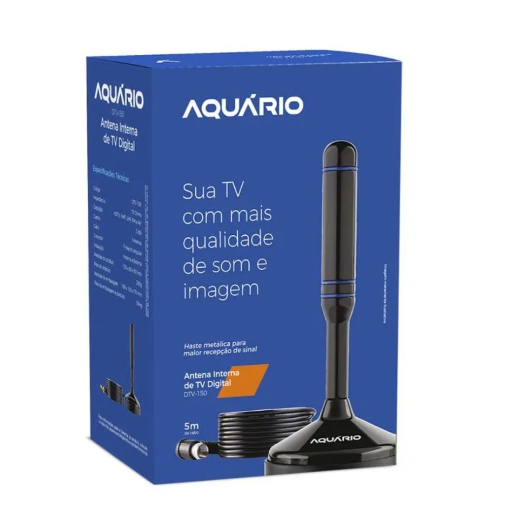 Antena Interna Digital Para Tv 1dtv-50 Aquario Cabo 5 Metros