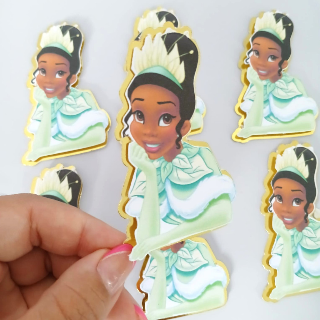 Aplique para Tubete a Princesa e o Sapo - Princesa Tiana Adulta Aplique para cofrinho Festa Infantil — imagem 2 de 2