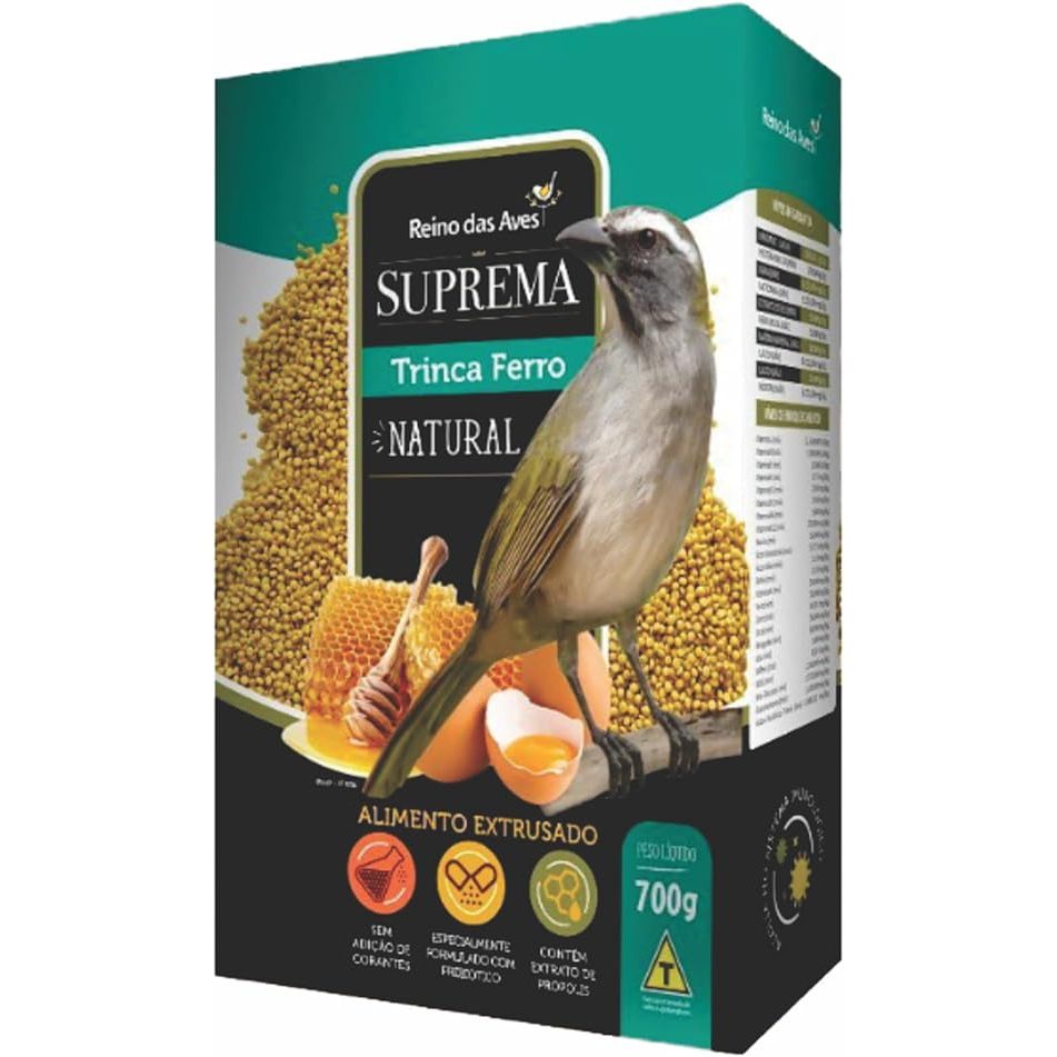 Reino das Aves Suprema Trinca-Ferro 700g Alimento Completo para Trinca-Ferro Sabiá Pássaro-Preto e Corrupião