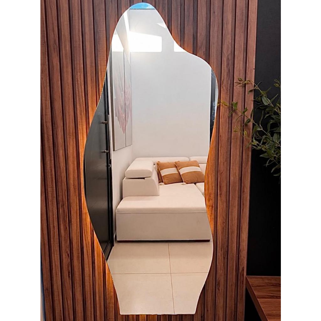 Espelho Grande Orgânico de Corpo Inteiro com Iluminação LED Chão Quarto Sala Salão hall Luxo Promoção Lançamento
