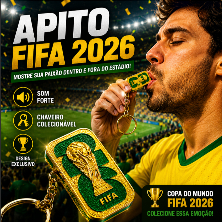 Apito FIFA 2026 Chaveiro Colecionável Futebol Copa Do Mundo Torcedor