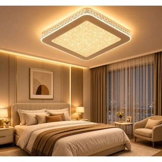 LUSTRE PLAFON LED GEMINI Cristal Espelhado • Controle Remoto • 3 Temperaturas de Cor
