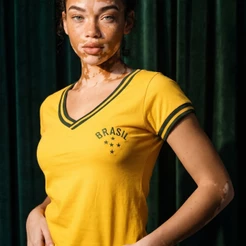 Camisa Brasil Retrô Vintage Babylook Feminina Oficial