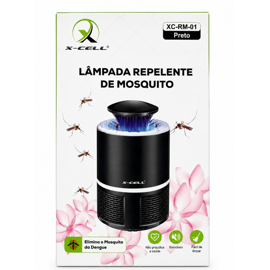 Lâmpada Repelente de Mosquito X-CELL XC-RM-01 USB Armadilha Mata Mosquitos LED UV