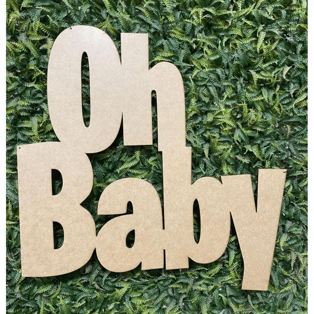 Painel Oh Baby em MDF Cru 3mm 50x32cm chá de bebe Decoração Festa Infantil chá revelação surpresa