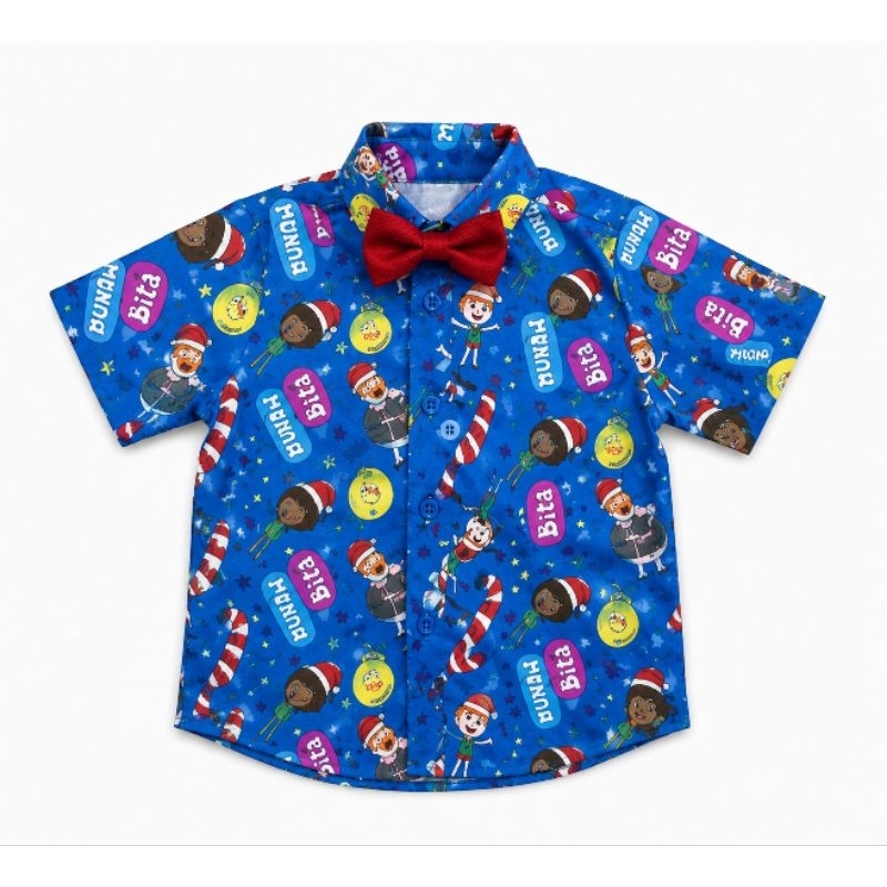 Camisa tematico natal mundo bita azul tam 1.2 anos e 2.3 anos