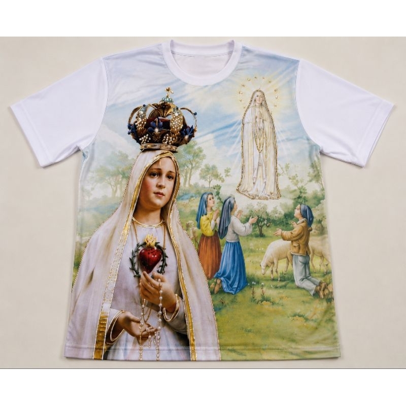 Camisa religiosa infantil nsra Fátima bordada strass tam 6 anos