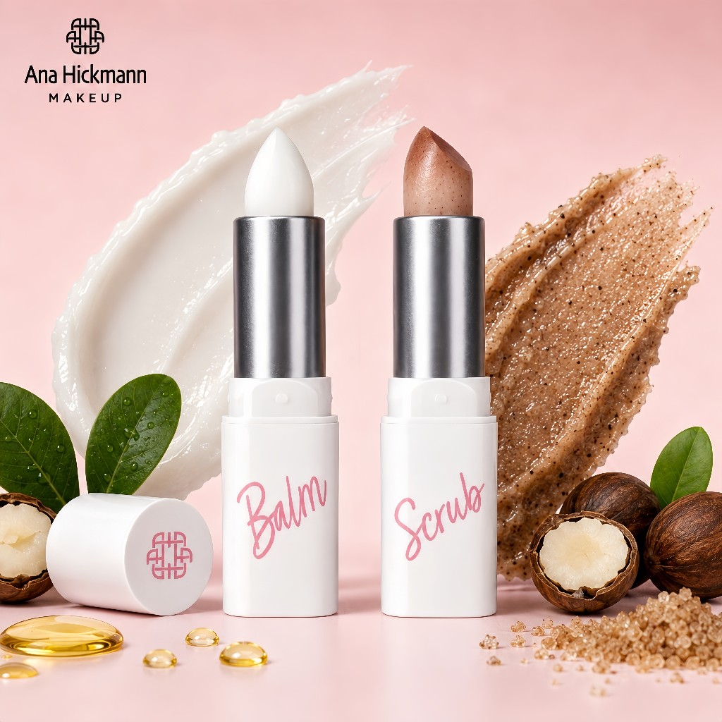 Kit Cuidado Labial Ana Hickmann Balm + Scrub Esfoliante Hidratante Vitamina E Aloe Vera