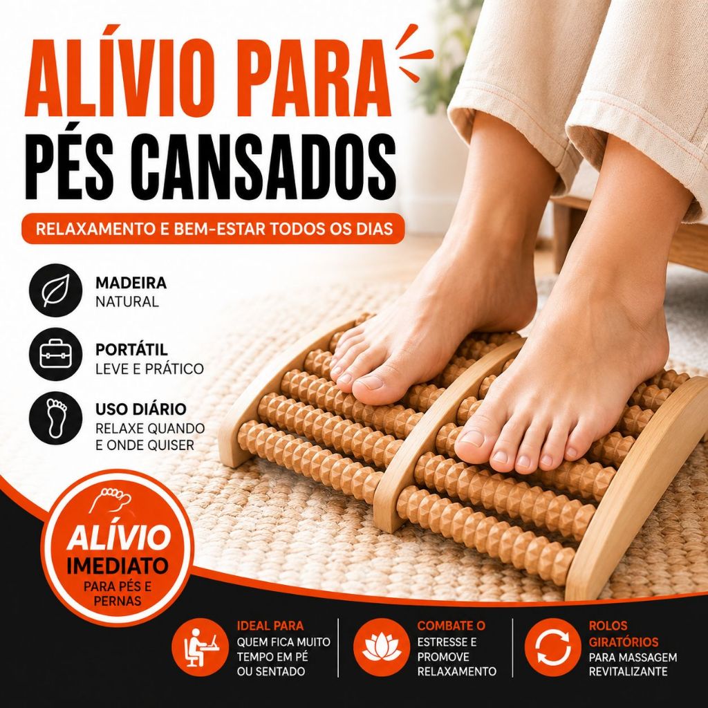 Massageador de Pés Madeira Natural