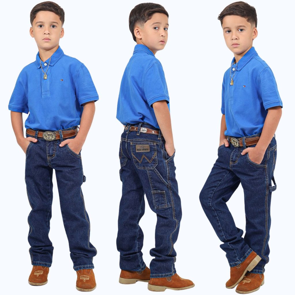 Calça Infantil Jeans Country Masculina Cowboy Moda Country Infantil