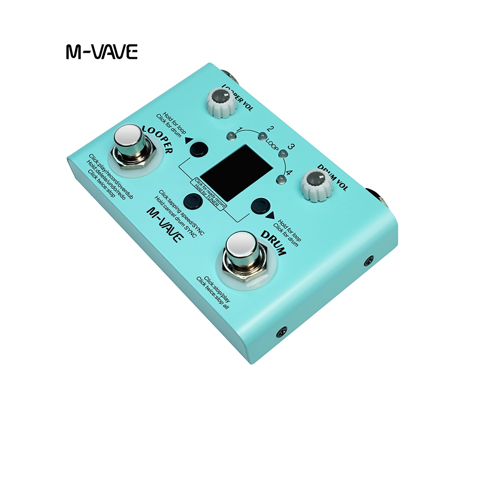 M-vave Lost Tempo V2 Drum Machines & Looper Pedal 30 baterias integradas 11 minutos de tempo de gravação Sintonizador