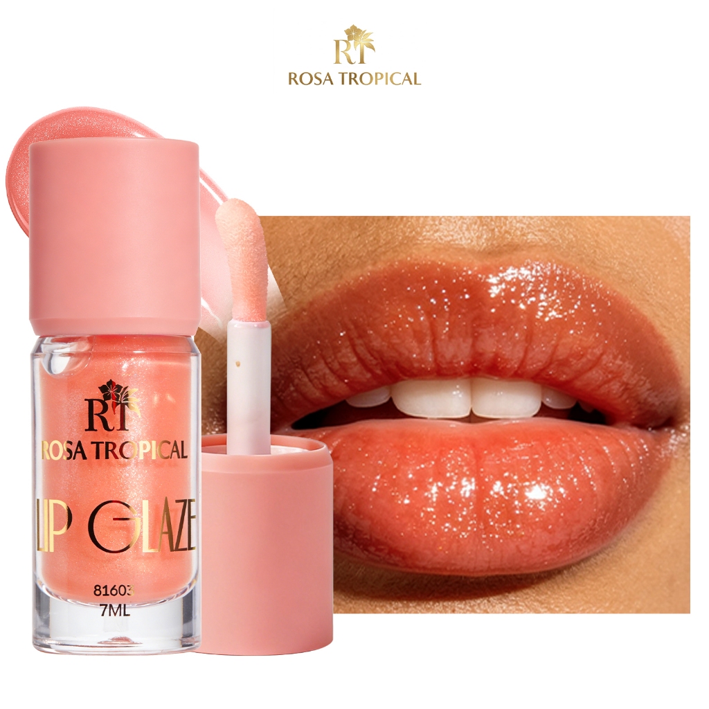 Lip Gloss ROSA TROPICAL Hidratante com Microglitter Efeito Glow Lábios Macios e Revitalizados