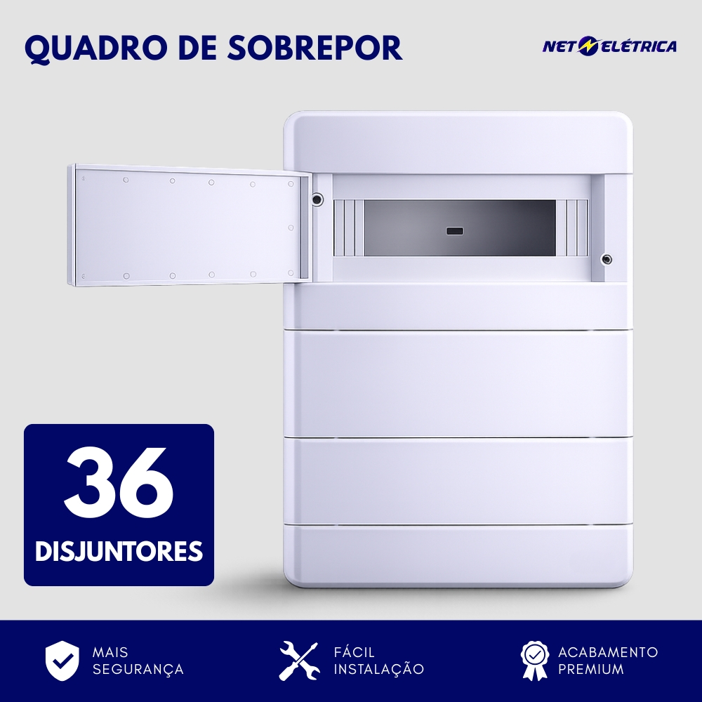 Quadro de Distribuição elétrica 36 Disjuntores DIN Sobrepor caixa de energia