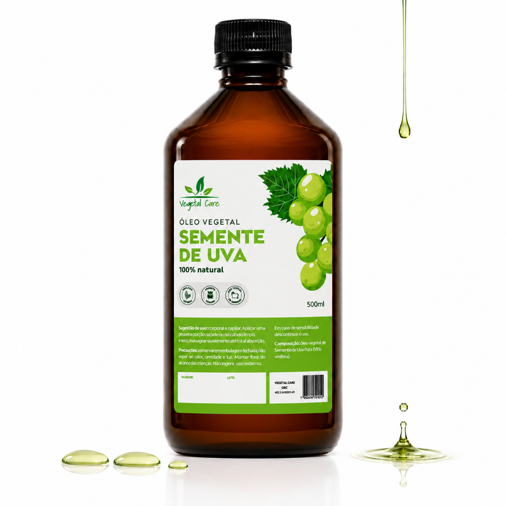 Óleo De Semente De Uva Puro 500ML Pele e Cabelos
