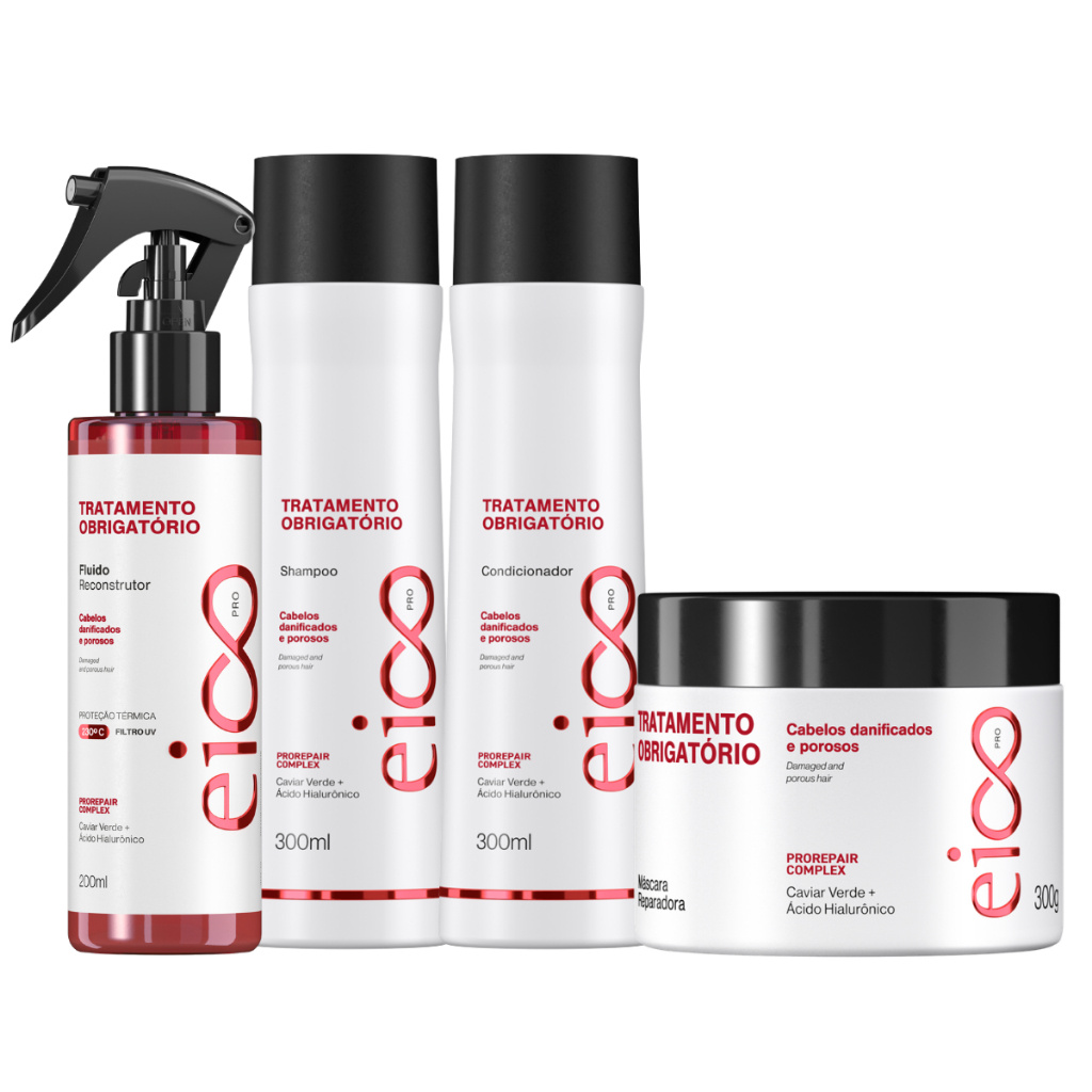 Eico Pro Tratamento Obrigatório Shampoo Condicionador 300ml + Máscara Hidratação 300g + Fluído 200ml