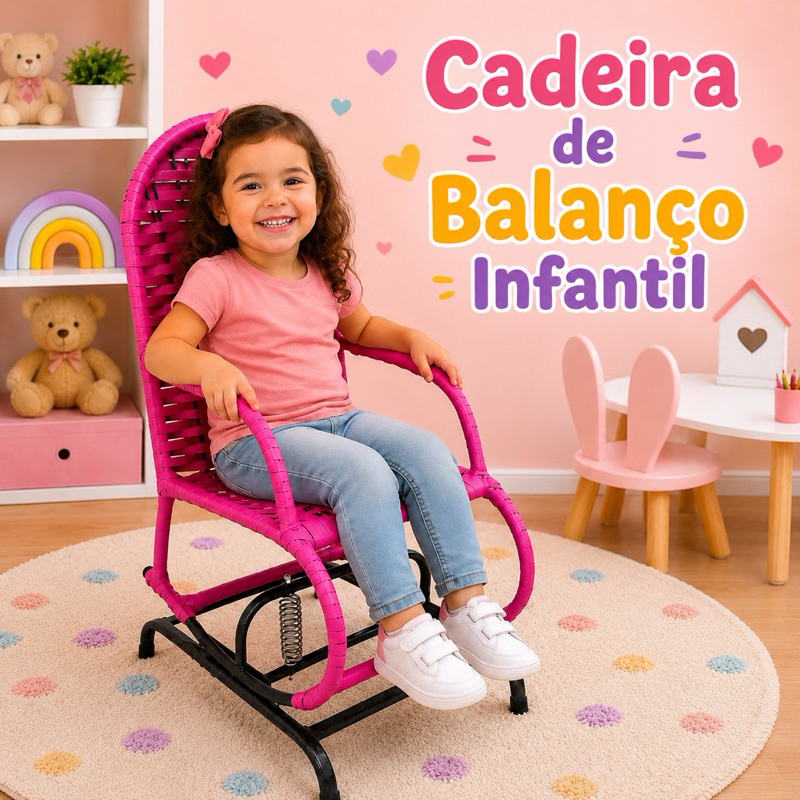 Cadeira de Balanço Infantil Para Crianças Rosa