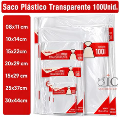 Saco Transparente Cromus Kit 100un Resistente Premium p/ Presentes e Embalagens Diversos Tamanhos