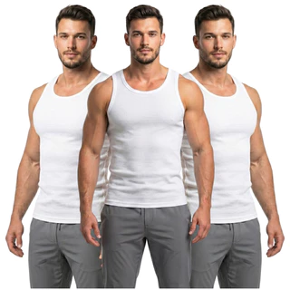 Kit 3 Regatas Masculina Slim Fit Canelada Ribana Premium Lisa Camiseta Americana Hip Hop Regata Masc