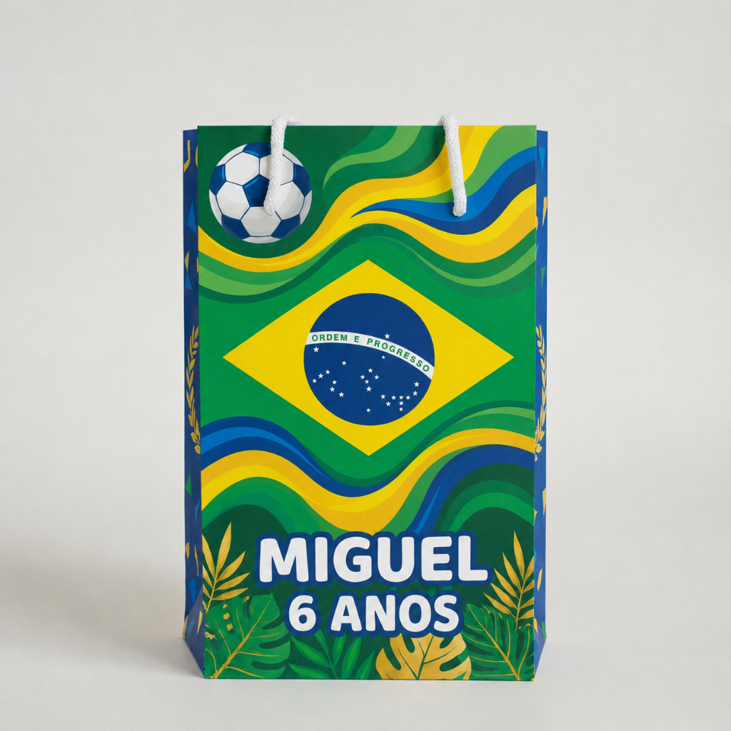 Sacolinha Personalizada Brasil Copa | Monte em Casa | Lembrancinha Seleção Brasileira