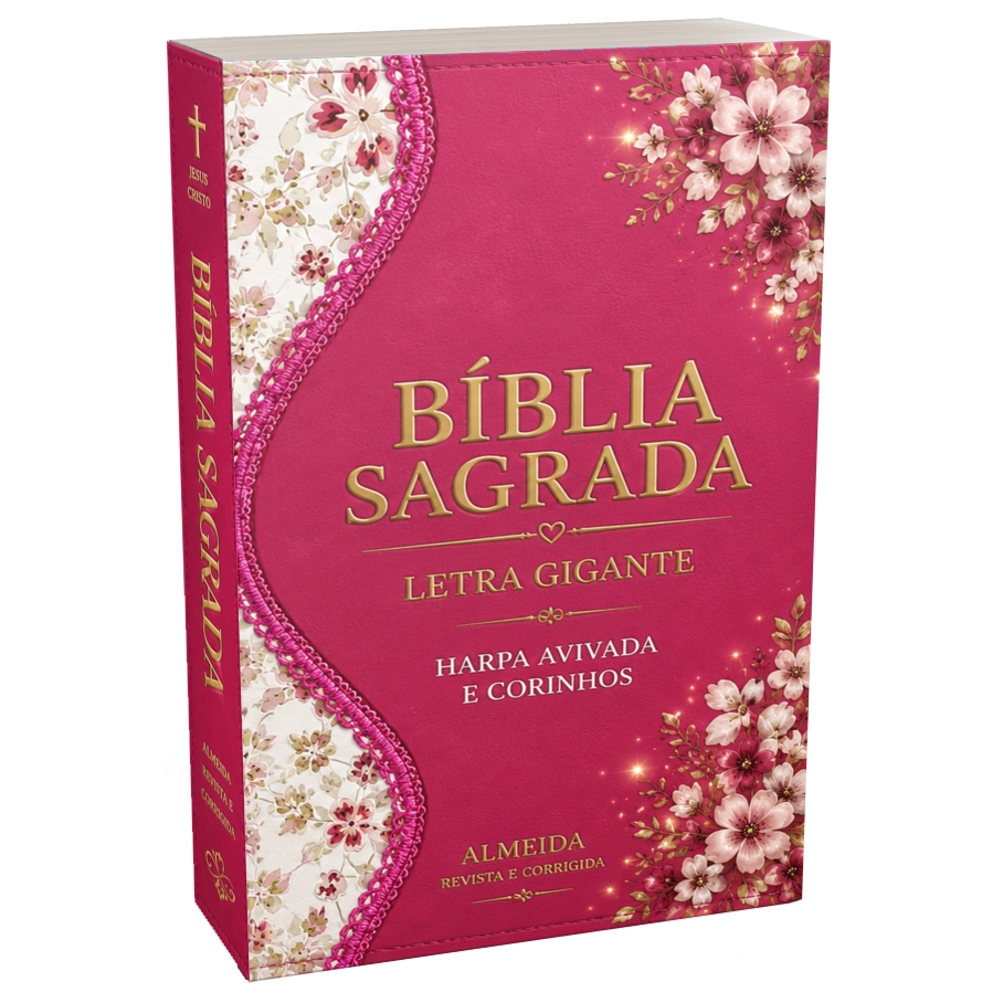 Bíblia Feminina de Tamanho Grande | Todas as Palavras de Jesus são em Vermelho | Capa Dura Fina | Pink e Floral
