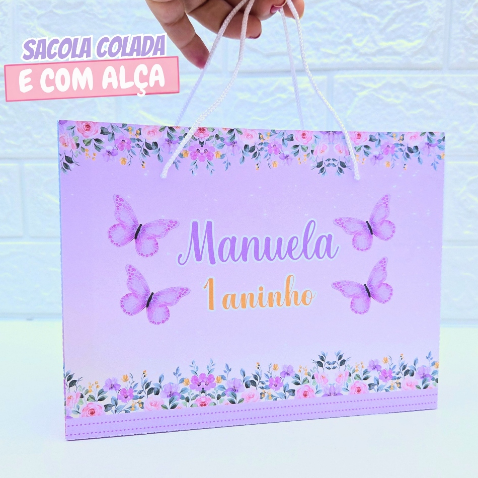 Sacolinha Personalizada Borboleta Lilás | Sacolinha Surpresa | Lembrancinha de Festa | Aniversário