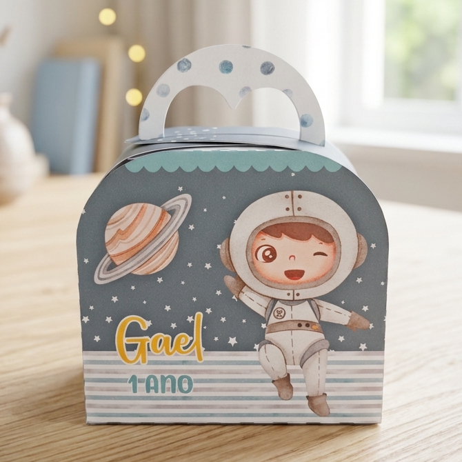 Caixa Maletinha Astronauta | Caixinhas Personalizadas Kit Festa Aniversário Lembrancinhas Mimos