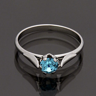 Anel Luxo Strass Azul Claro Aço Inox Hipoalergênico