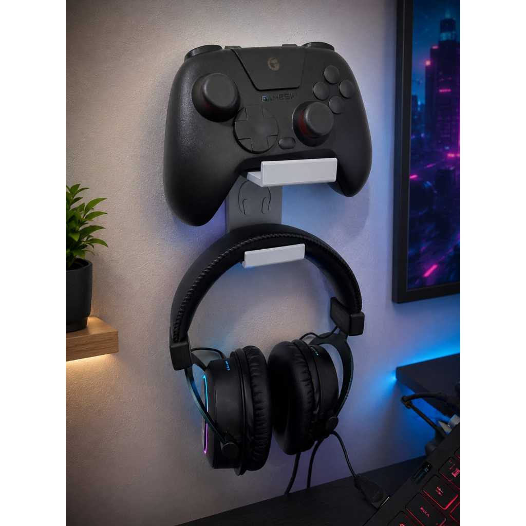 Suporte de Parede para Fone Gamer e Controle Gamer Fita 3M Organizador sem Furo Headset Controles