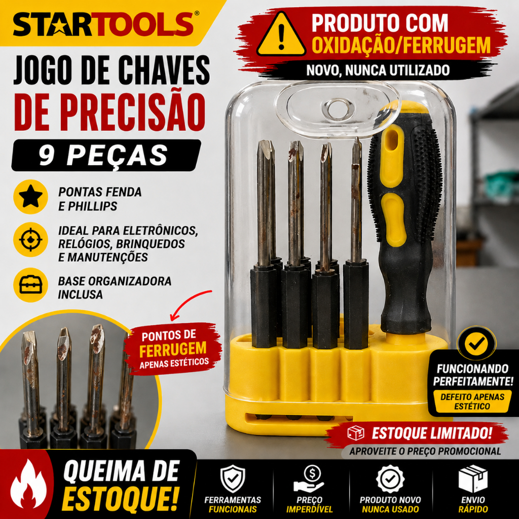 Kit Chaves de Precisão 9 Peças Startools Promoção Queima de Estoque