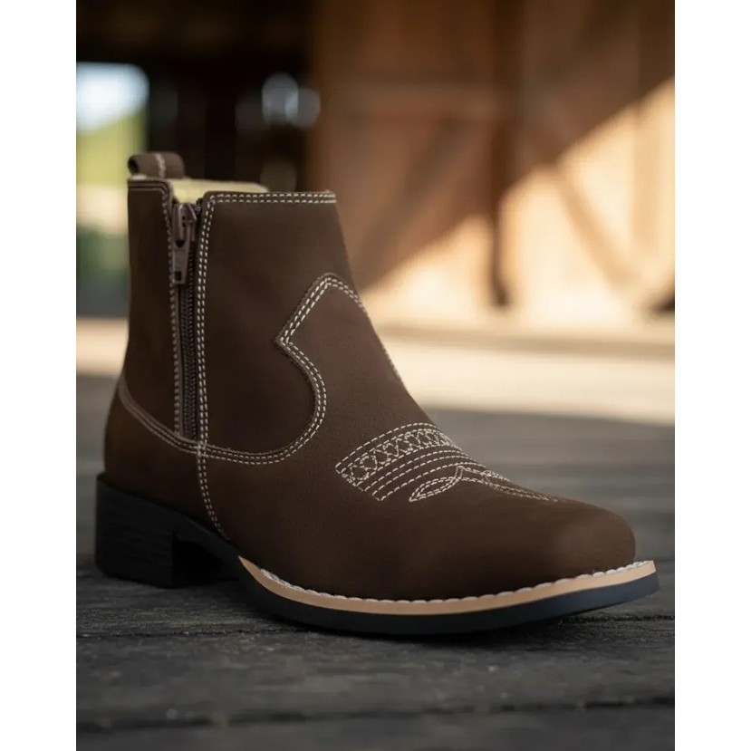 Botina Feminina Zebu Texana Nobuck Café Bota Feminina Com Estilo Country E Calce Macio