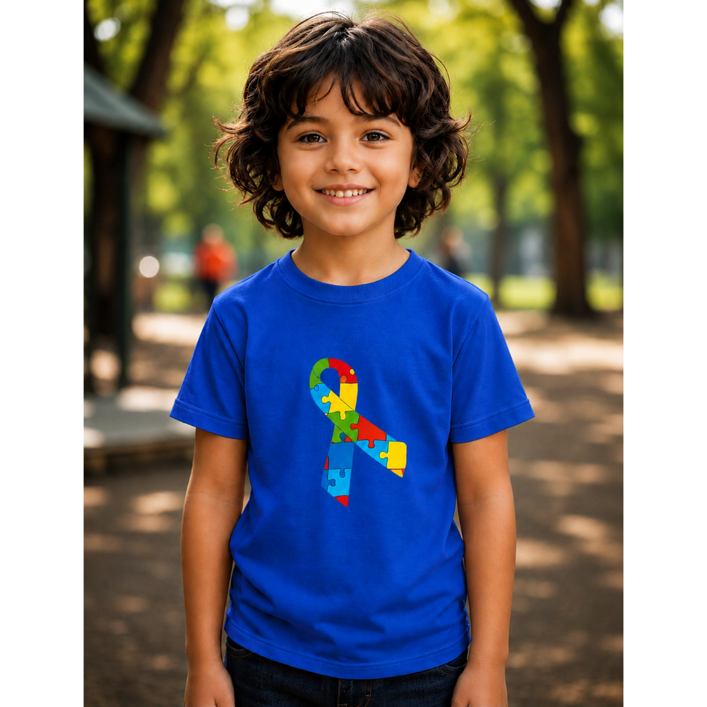 Camiseta Infantil Infanto Juvenil Símbolo Do Autismo Personagens Estampado Camisa Criança Autismo