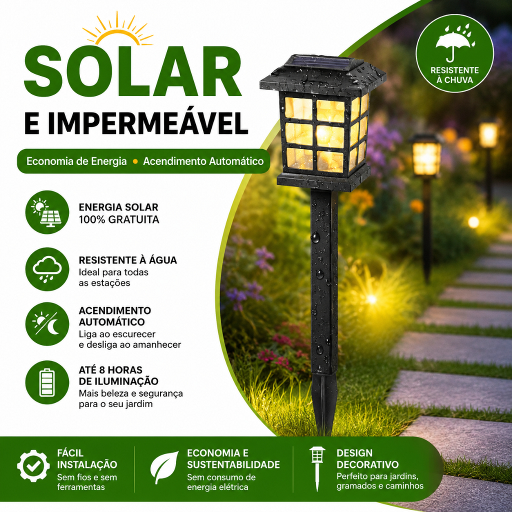Luz decorativa do jardim Luz De Jardim Externa Movida A Energia Luminária Solar Oriental Espeto Led Casa  Iluminação