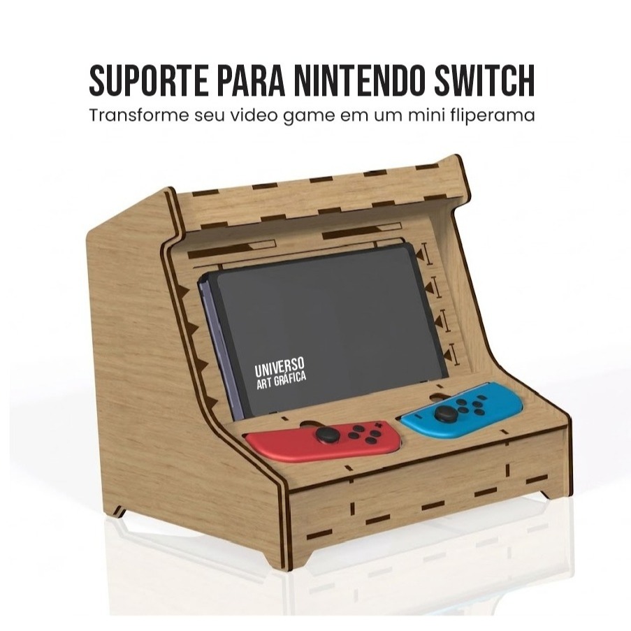 Suporte em formato de fliperama arcade para Nintendo switch em mdf