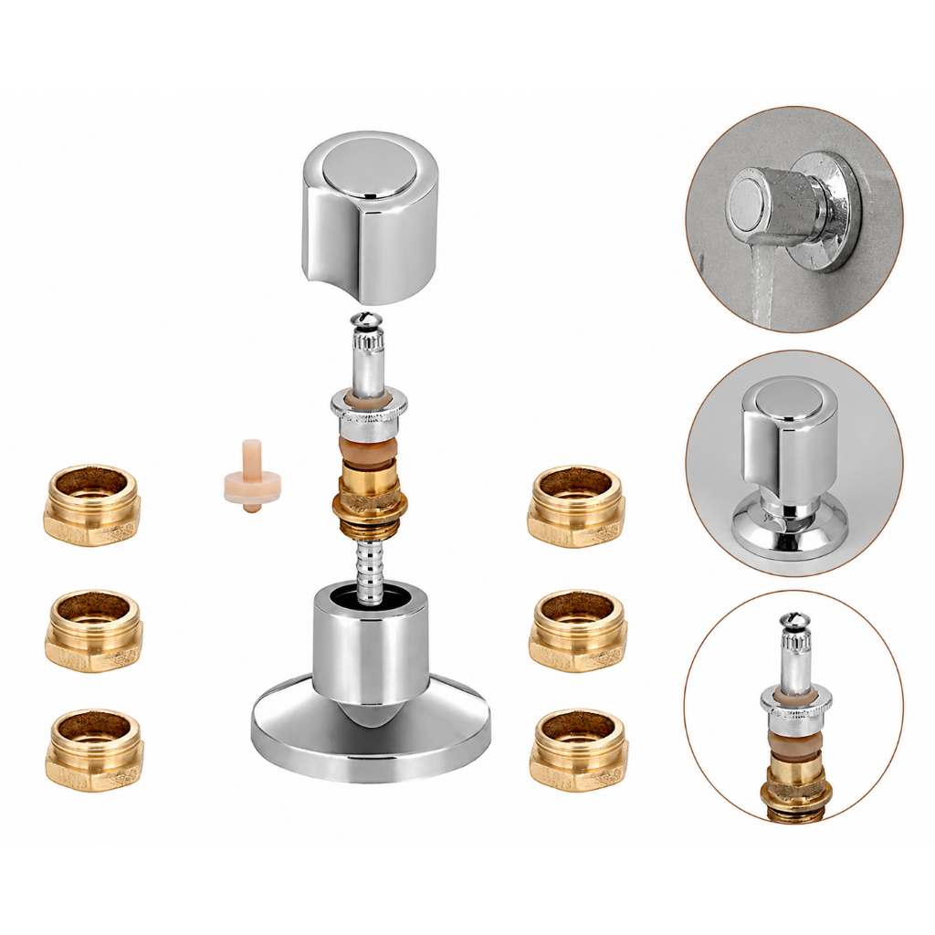 Kit Reparo Salva Registro Pressão Chuveiro 7x1 Universal C40 Acabamento Cromado 16 Estrias