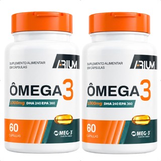Kit 02 Ômega 3 Óleo de Peixe 1000mg EPA e DHA 60 Cápsulas Arium Suplementos