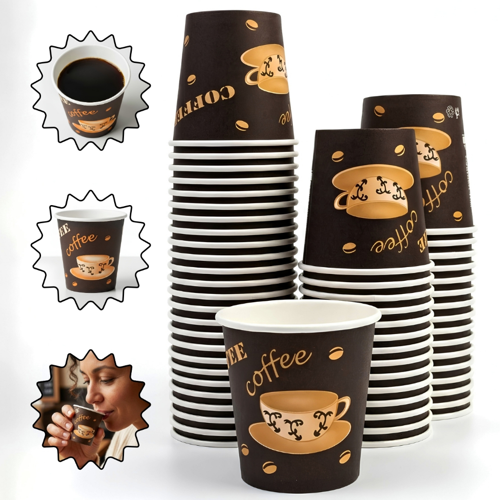 kit c/50, 100 ou 200 copo de papel 50ml, c/estampa, ecológico, sustentável, café, Cafeteria