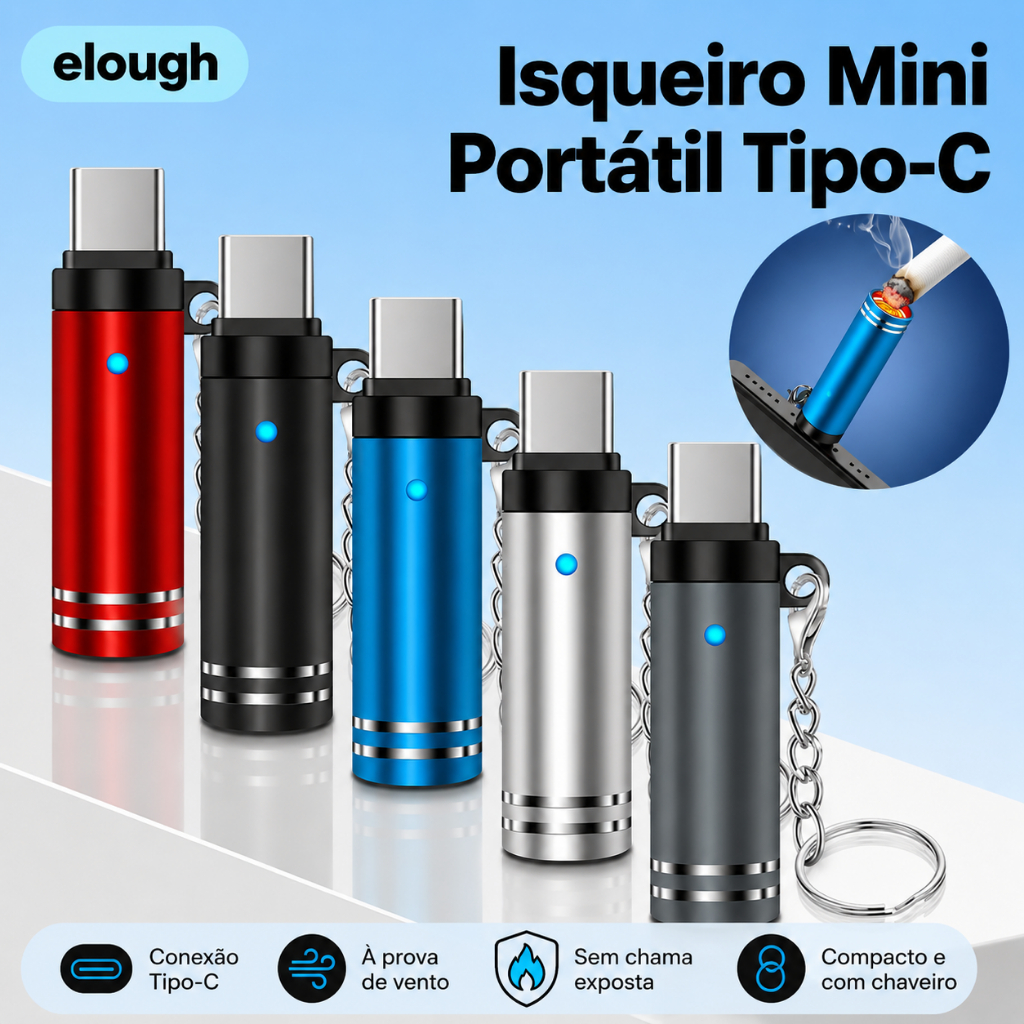 Mini Isqueiro Acendedor Elétrico Portátil Sem Fio Para Celular Tipo C