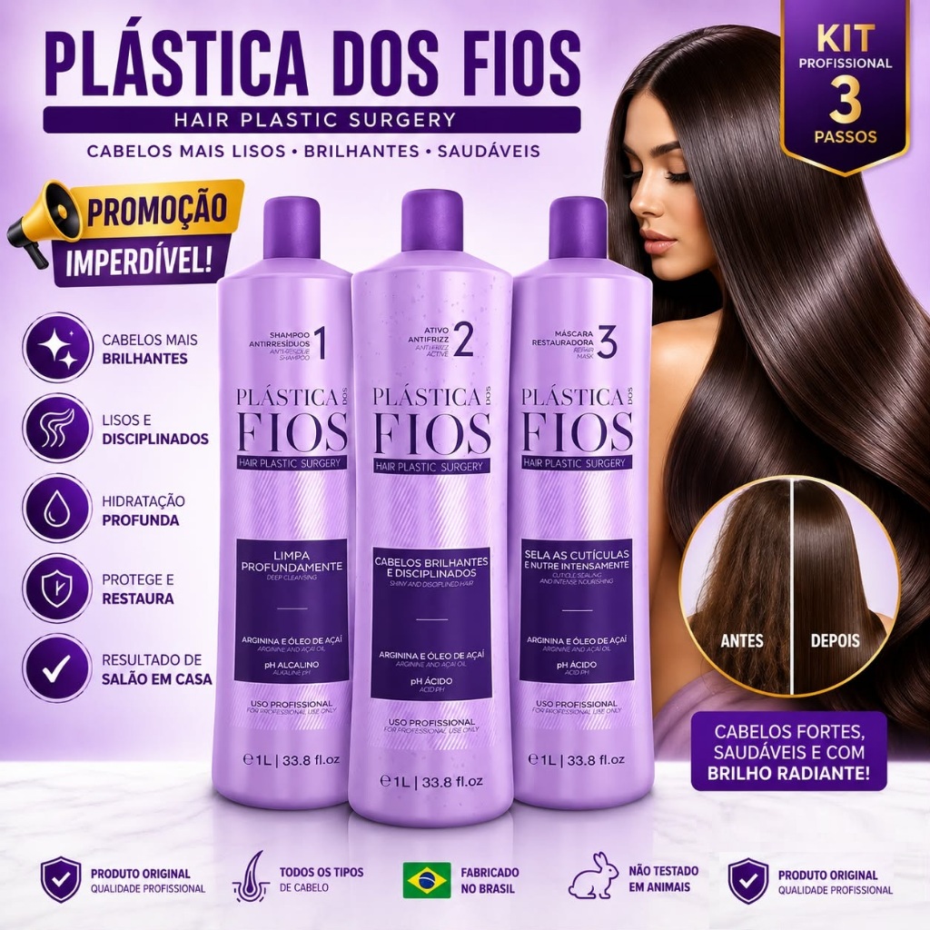 Cadiveu Selagem Térmica Escova Progressiva Plástica dos Fios 3x100ml - A Melhor