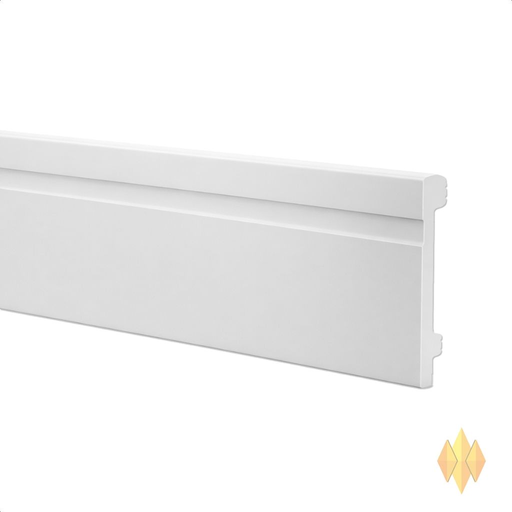 Kit 20 Rodapé Poliestireno Branco Frisado 7cm x 90cm Durável e Fácil Instalar Impermeável