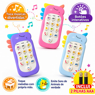 Telefone Celular Infantil Unicórnio Musical Dinossauro Interativo Com Luz Som Pilhas Inclusas Bebê