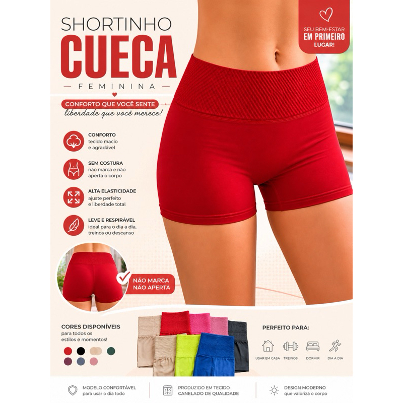Kit 3 Calcinhas Box Feminino ,Conforto,Shortinho Canelado importado