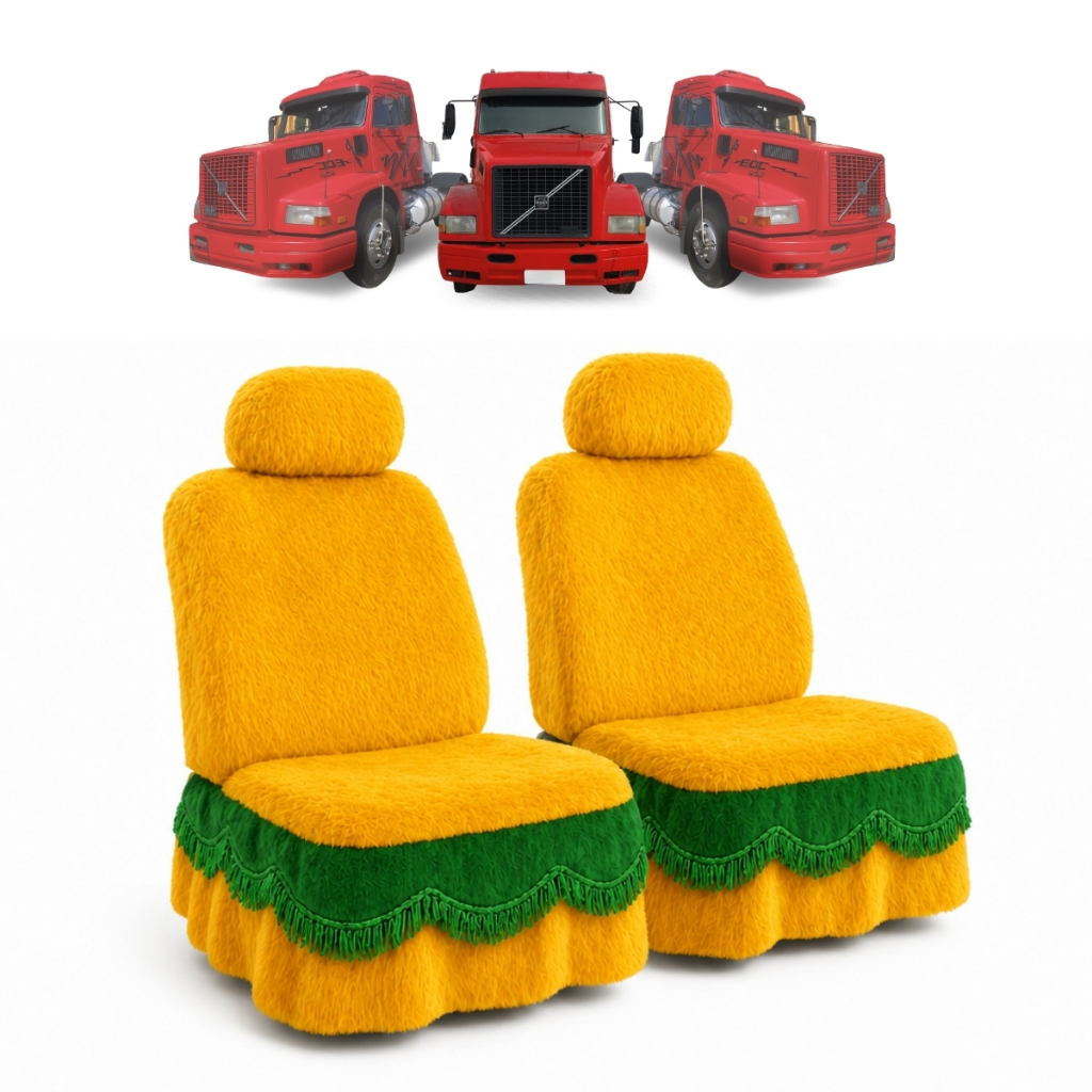 Jogo Capa De Banco Chinil Verde Amarelo Caminhão Volvo Edc