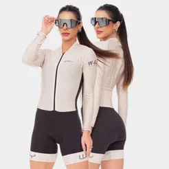 Macaquinho Ciclismo Feminino Macacão Forro Gel Alta Densidade D100 Inverno Acolchoado Roupa Bike